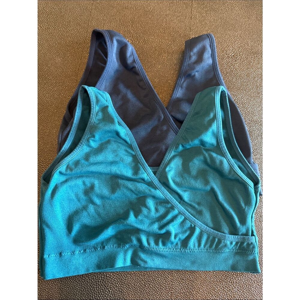 Caramel Cantina Nursing Sleep bra V-Neck Bralette Set — blue& teal 2 pack S